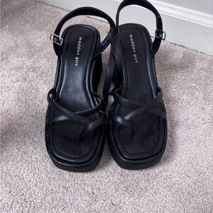 Madden Girl Black Chunky Platform Sandals